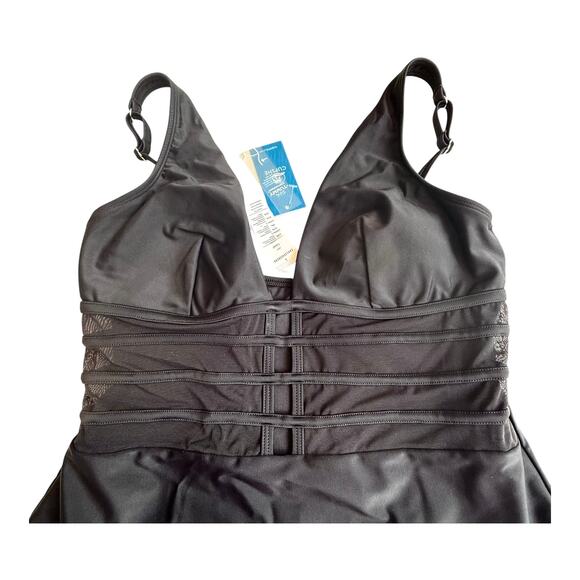 NEW Cupshe SWIMSUIT Women's LG 1PC Bathing Suit Tummy Control Mesh Adj. Straps - Picture 7 of 15